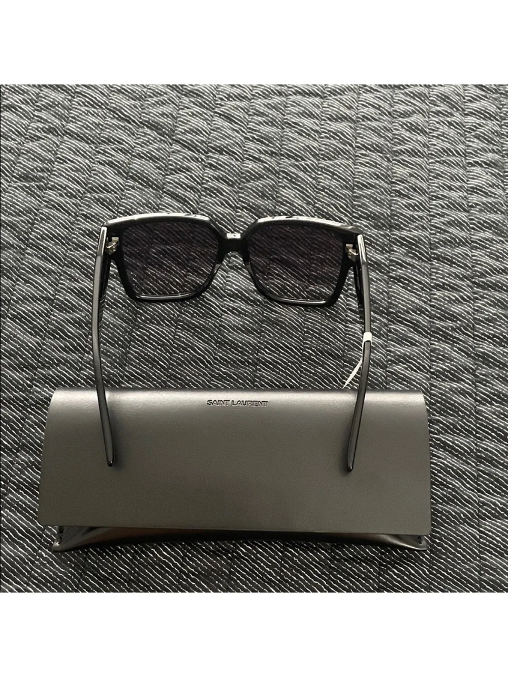 Saint Laurent Black Square Sunglasses with Gradient Gray Lenses